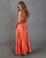 Endless Light Pleated Satin Maxi Dress