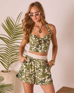 Moonlit Palms Abstract Halter Top