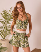 Moonlit Palms Abstract Halter Top