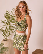 Moonlit Palms Abstract Halter Top