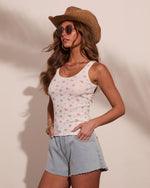 White Floral % Outlaw Orchid Floral Tank Top-3