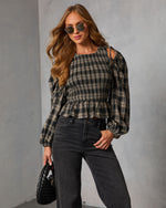Veralie Smocked Plaid Peplum Top