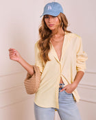 Yellow % Casual Poise Striped Button Down Top-1