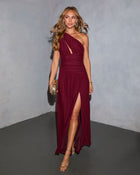 Reminah Ruched One Shoulder Maxi Dress