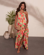 Green Print % Emelia Floral Print Maxi Dress-5