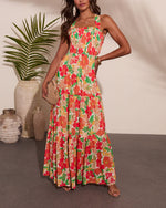 Green Print % Emelia Floral Print Maxi Dress-6