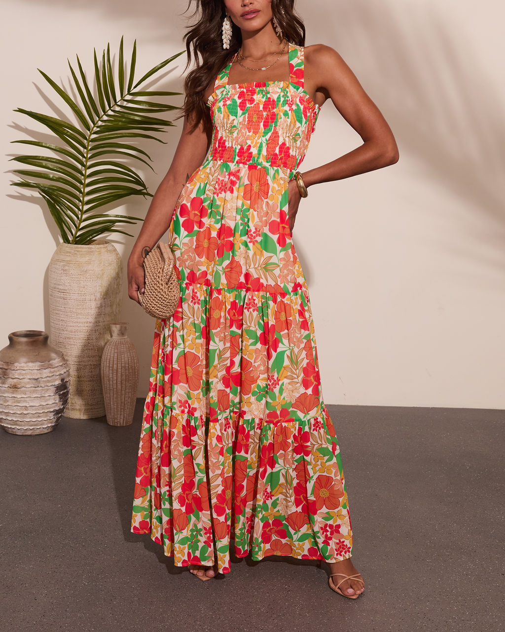 strapless open back dress Emelia Floral Print Maxi Dress – VICI