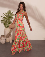 Green Print % Emelia Floral Print Maxi Dress-3