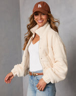 Polar Whisper Cropped Ribbed Puffer Jacket