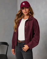Plum Skies Suede Front Button Shirt Jacket