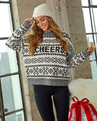 Holiday Cheers Graphic Fair Isle Mock Neck Sweater