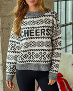 Holiday Cheers Graphic Fair Isle Mock Neck Sweater