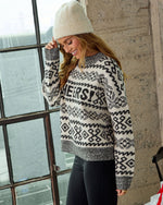 Holiday Cheers Graphic Fair Isle Mock Neck Sweater