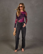 Midnight Reverie Floral Mesh Top