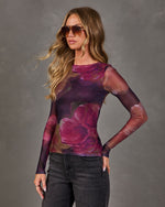 Midnight Reverie Floral Mesh Top