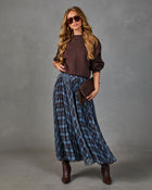 Stephanie Pleated Plaid Midi Skirt