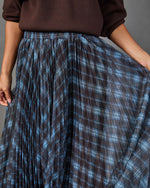 Stephanie Pleated Plaid Midi Skirt