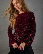 Mood Booster Velvet Sequin Blouse