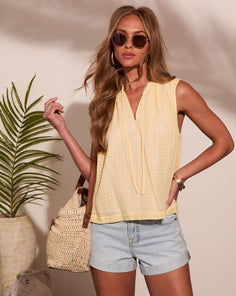 Sunset Layover Split Neck Cotton Top
