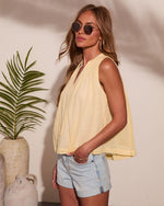 Sunset Layover Split Neck Cotton Top