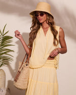 Sunset Layover Split Neck Cotton Top