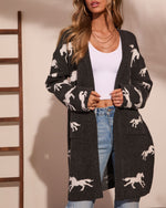 Riding Club Horse Motif Open Front Cardigan