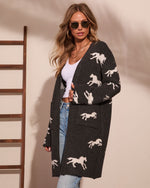 Riding Club Horse Motif Open Front Cardigan