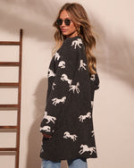 Riding Club Horse Motif Open Front Cardigan