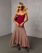 Burgundy % Agnis Denim Peplum Top-2