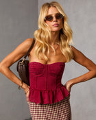 Burgundy % Agnis Denim Peplum Top-1