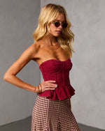 Burgundy % Agnis Denim Peplum Top-3