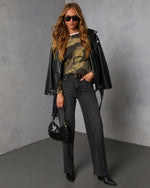 Keleena Camo Print Twofer Top