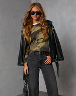 Keleena Camo Print Twofer Top