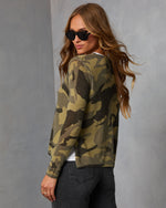 Keleena Camo Print Twofer Top