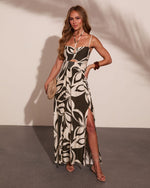 Sunday Muse Tropical Halter Neck Maxi Dress