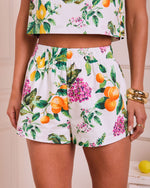 Blissfully Blooming Tropical Fruit Print Shorts