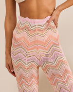 Orange Multi % Easy Resort Relaxed Abstract Open Knit Drawstring Pant-6