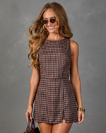 Season of Arrival Plaid Waist Tie Romper