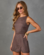 Season of Arrival Plaid Waist Tie Romper