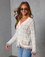 Frosted Desire Multi Color Frayed Knit Cardigan