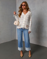 Frosted Desire Multi Color Frayed Knit Cardigan