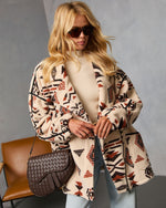 Anaisa Aztec Print Sherpa Moto Jacket