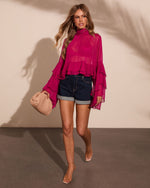 Ocean Avenue Tiered Ruffle Mock Neck Top