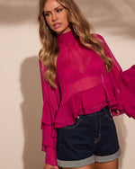 Ocean Avenue Tiered Ruffle Mock Neck Top