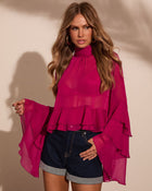 Ocean Avenue Tiered Ruffle Mock Neck Top