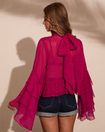 Ocean Avenue Tiered Ruffle Mock Neck Top