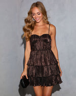 Winter Wishes Tiered Metallic Plisse Mini Dress