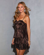 Winter Wishes Tiered Metallic Plisse Mini Dress