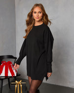 Black % Elouise Sweater Mini Dress-3