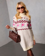 Frost Meadow Abstract Mini Sweater Dress